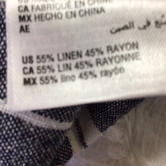 NEW INC Linen Blend Chambray Blue Striped Tie Waist Shorts - Picture 6 of 8